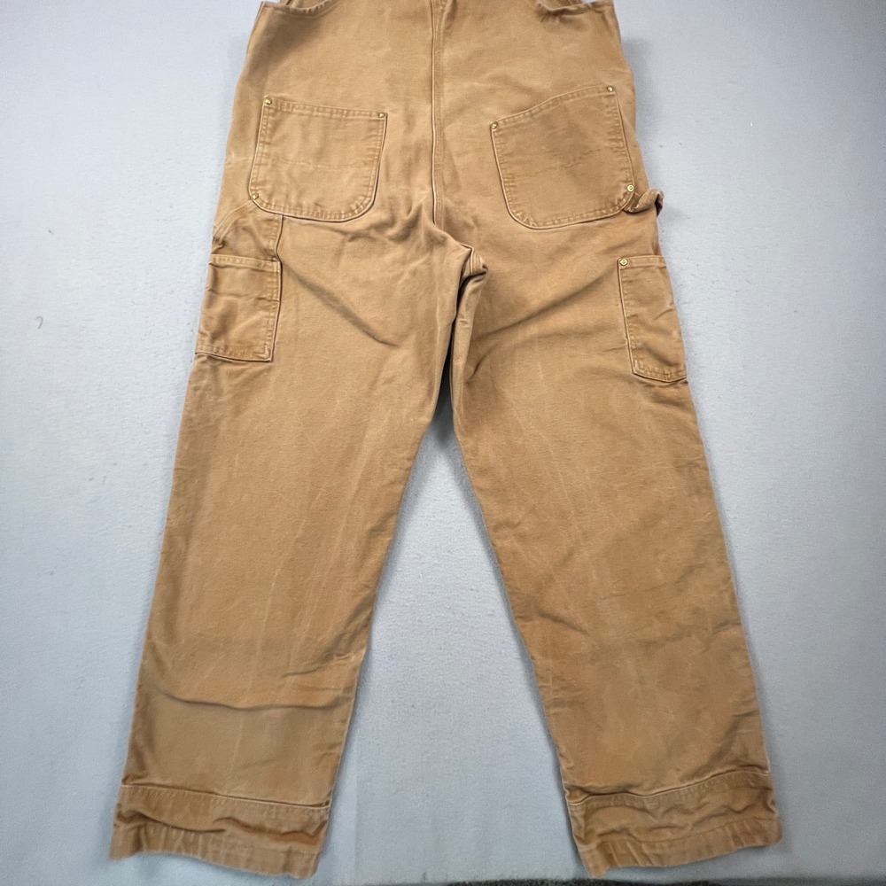 Carhartt Overalls Mens 38x32 Brown Duck Canvas Relaxed Fit R01-M Workwear Bibs - Picture 14 of 16
